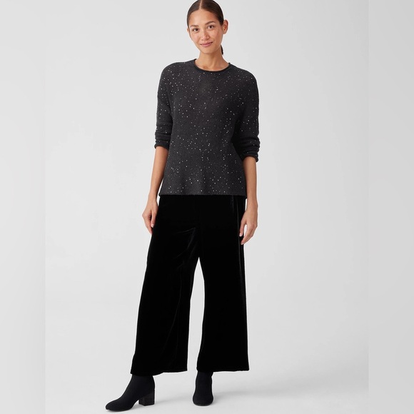 NWT Eileen Fisher Merino Sequin Crew Neck Top - Picture 2 of 6